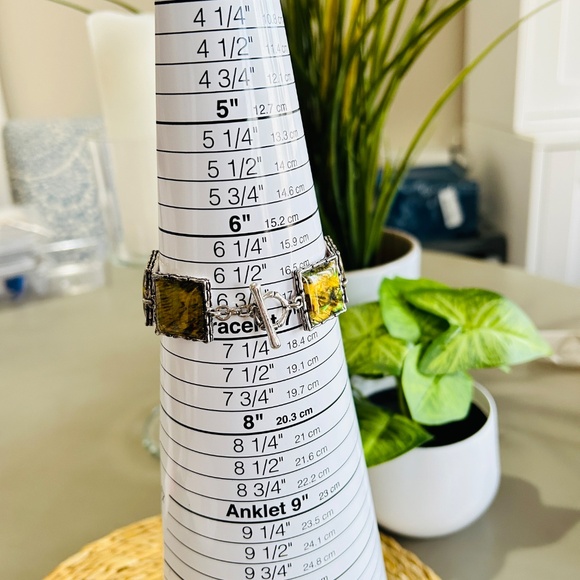 Vintage Abalone Shell Panel Link Bracelet with Silver Tone Toggle Close. - Picture 15 of 15